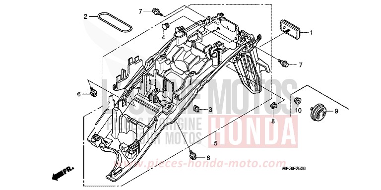 REAR FENDER (1) for CB600F Hornet PEARL ACID YELLOW (Y205) from 2010